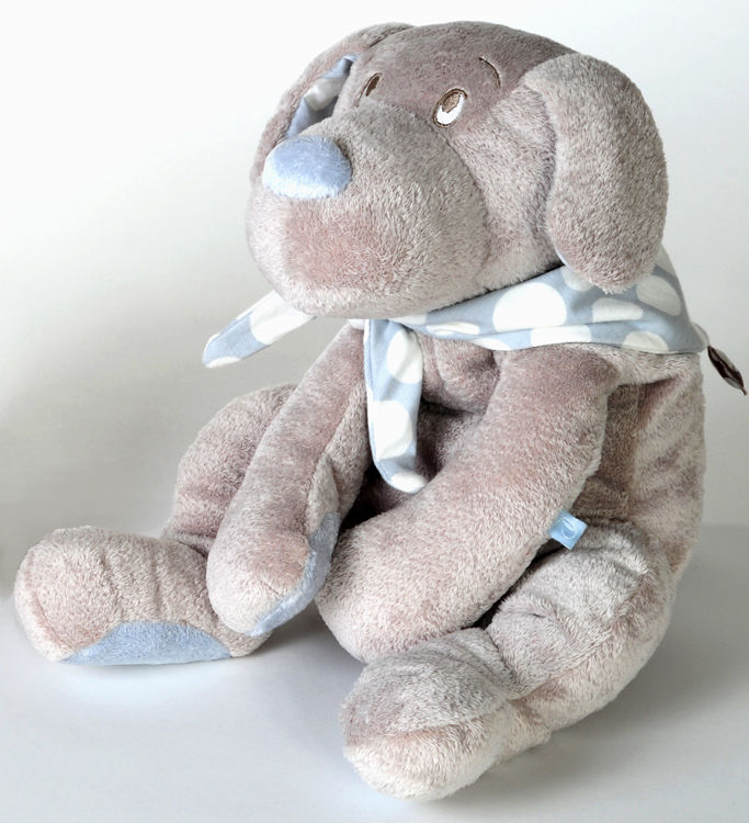  pastel et pastille fifi chien peluche beige bleu 30 cm 